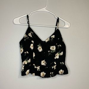 Black Rose Ruffed Crop Top Forever 21
